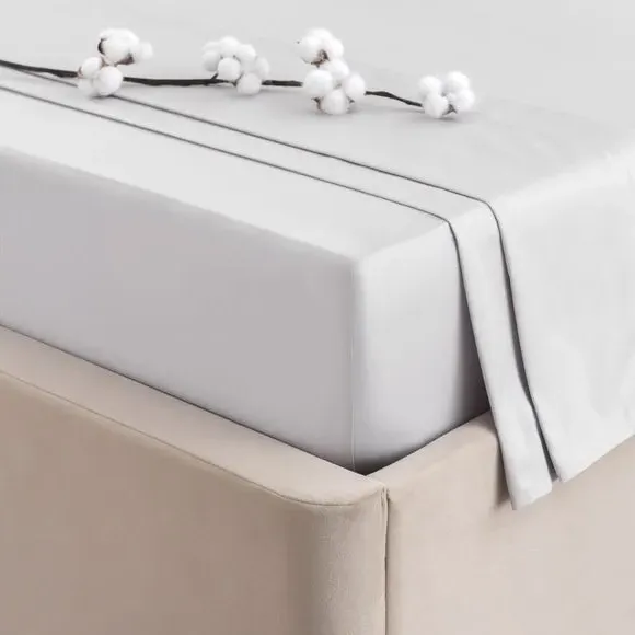 300 Thread Count Flat Sheet - Silver, Cotton Sateen