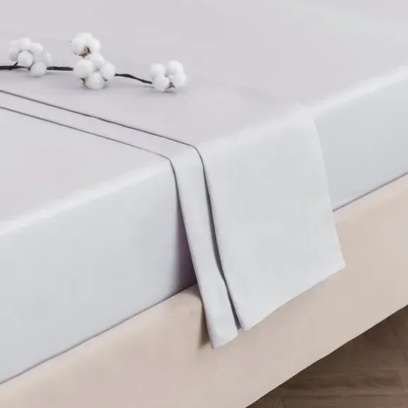 300 Thread Count Flat Sheet - Silver, Cotton Sateen