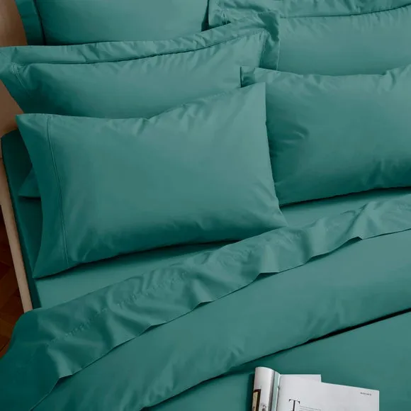 400 Thread Count Flat Sheet - Teal, Egyptian Cotton