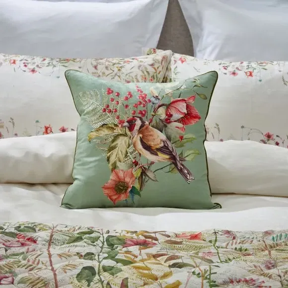 45cm Square Cushion with Feather Fill - Cream, Cotton image