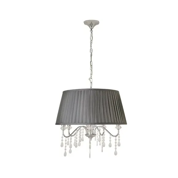 5-Light Pendant Light with Crystals - Grey, Chrome