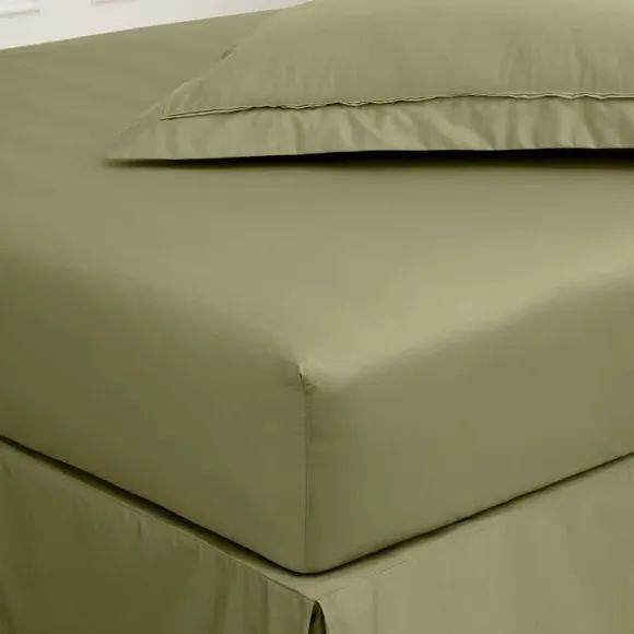 500 Thread Count Fitted Sheet - Olive, Cotton