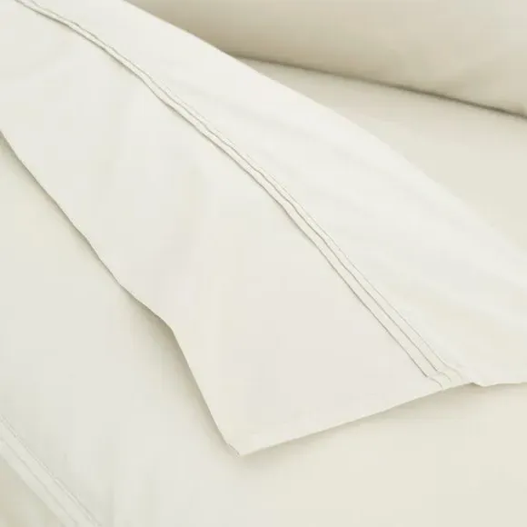 500 Thread Count Flat Sheet - Cream, Cotton Sateen image