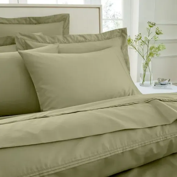 500 Thread Count Flat Sheet - Soft Olive, Cotton Sateen