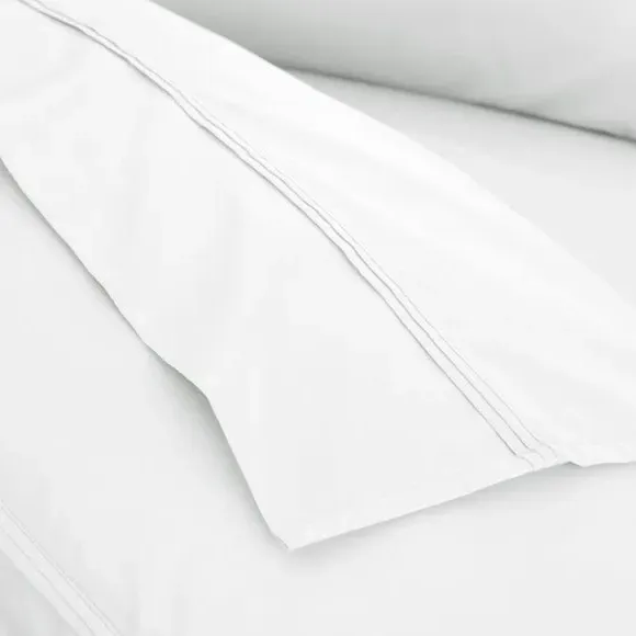 500 Thread Count Flat Sheet - White, Cotton Sateen