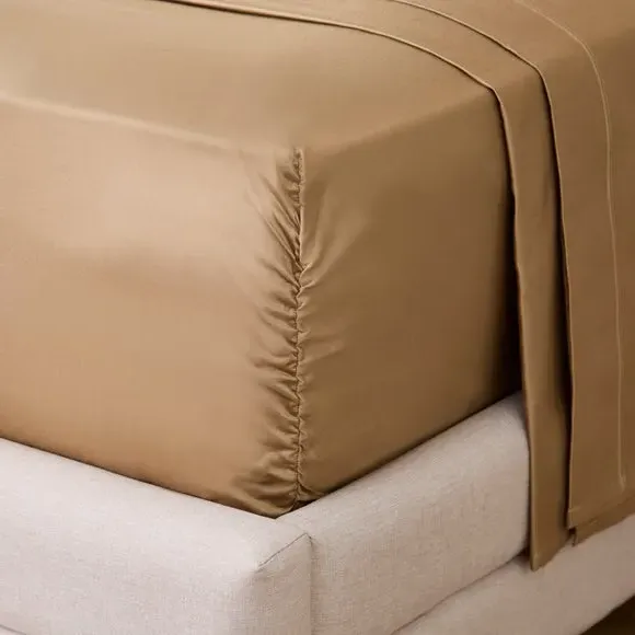 800 Thread Count Fitted Sheet - Camel, Cotton