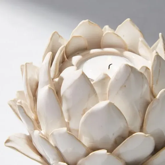 Artichoke Tealight Holder - Cream, Ceramic