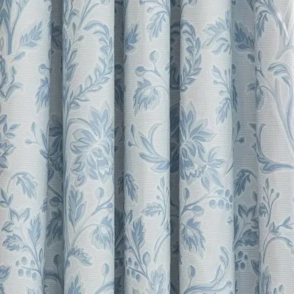 Blackout Eyelet Curtains - Blue, Satin