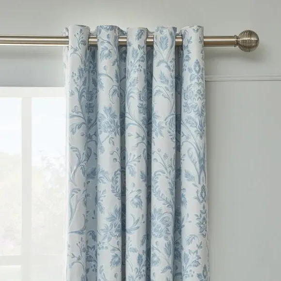 Blackout Eyelet Curtains - Blue, Satin image