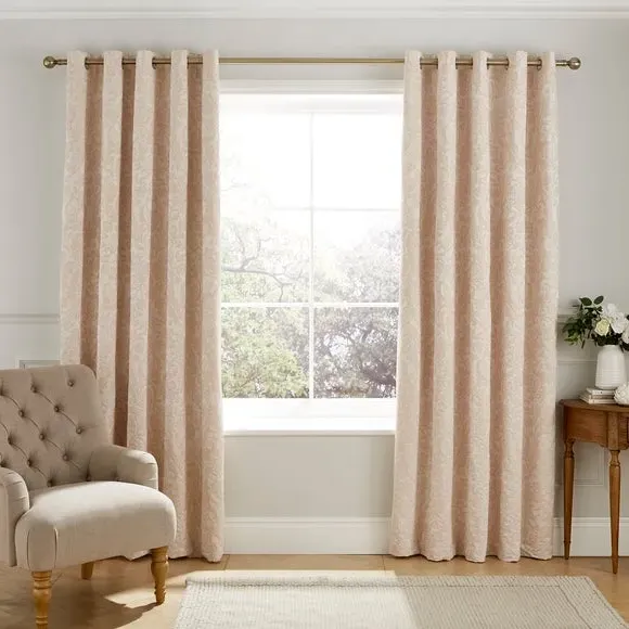 Blackout Eyelet Curtains - Champagne, Jacquard