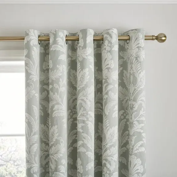 Blackout Eyelet Curtains - Green, Cotton Blend image