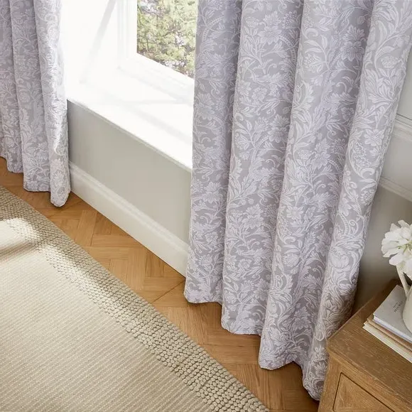 Blackout Eyelet Curtains - Grey, Jacquard