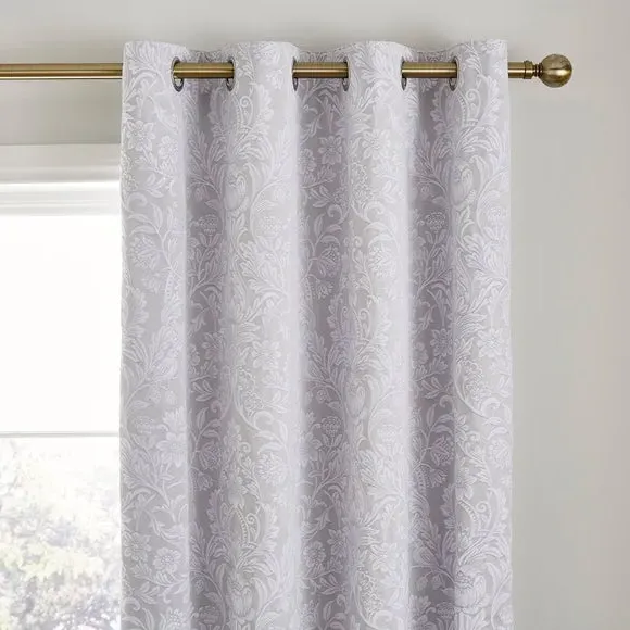 Blackout Eyelet Curtains - Grey, Jacquard