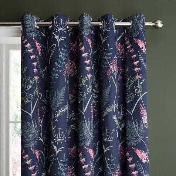 Blackout Eyelet Curtains - Navy, Cotton Sateen image