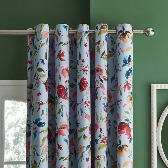 Blackout Eyelet Curtains - Vintage Blue, Cotton image