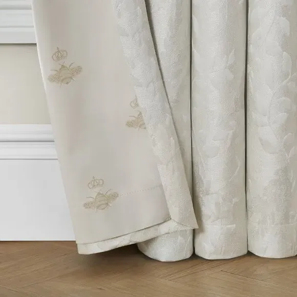 Blackout Pencil Pleat Curtains - Champagne, Jacquard