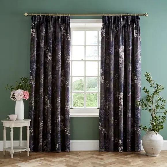 Blackout Pencil Pleat Curtains - Damson, Cotton
