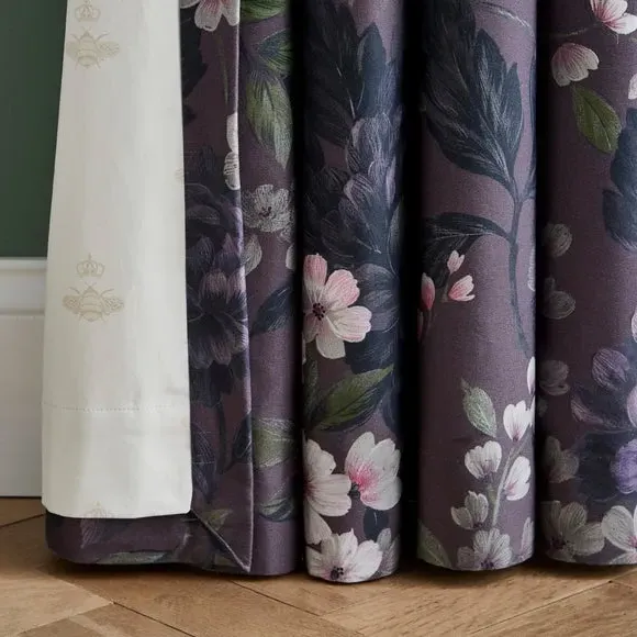 Blackout Pencil Pleat Curtains - Damson, Cotton