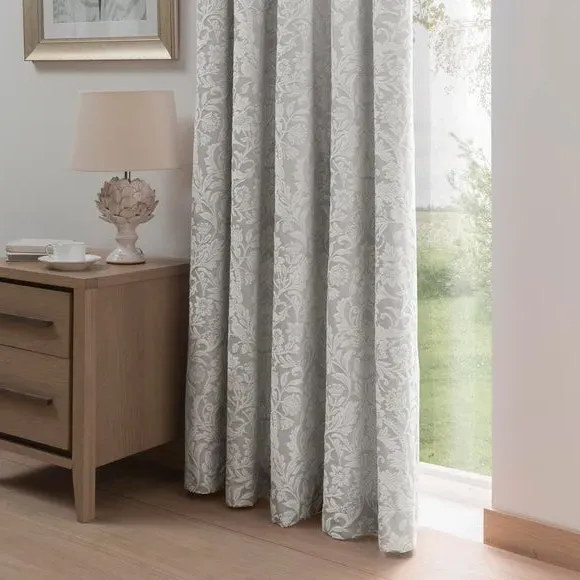 Blackout Pencil Pleat Curtains - Grey, Cotton