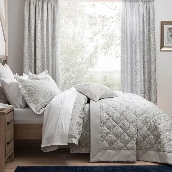 Blackout Pencil Pleat Curtains - Grey, Cotton