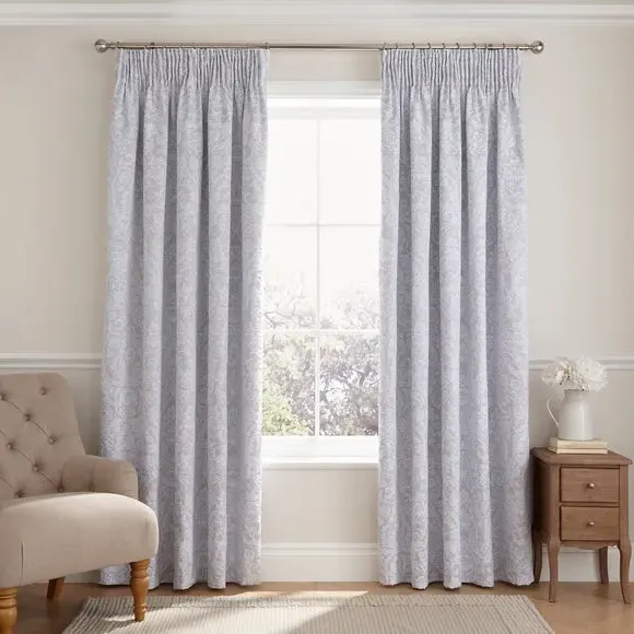 Blackout Pencil Pleat Curtains - Grey, Cotton
