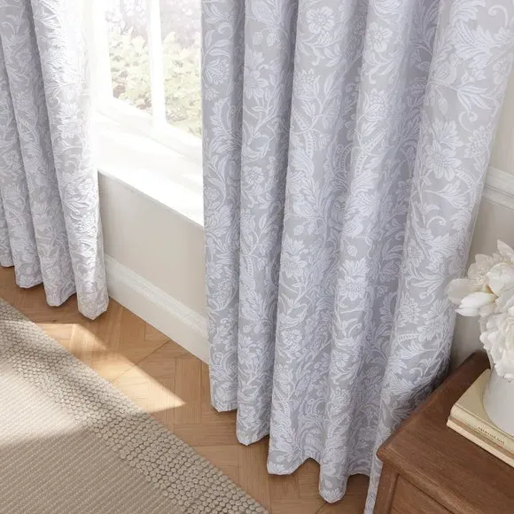 Blackout Pencil Pleat Curtains - Grey, Cotton