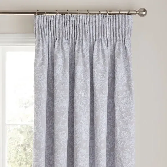 Blackout Pencil Pleat Curtains - Grey, Cotton image