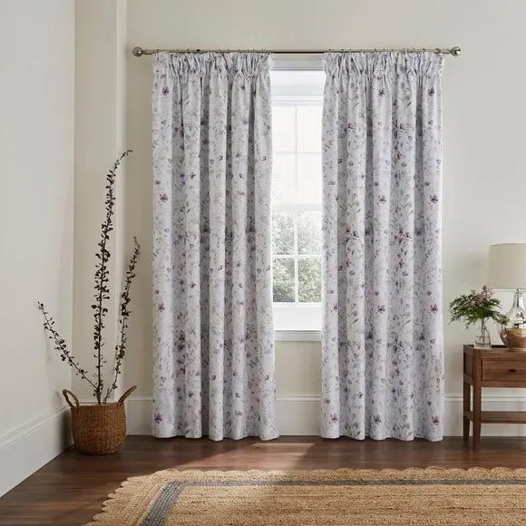 Blackout Pencil Pleat Curtains - Mauve, Cotton