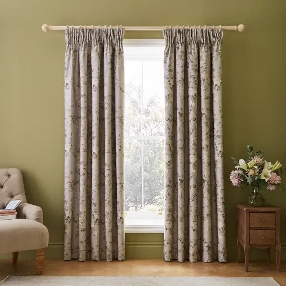 Blackout Pencil Pleat Curtains - Natural, Cotton