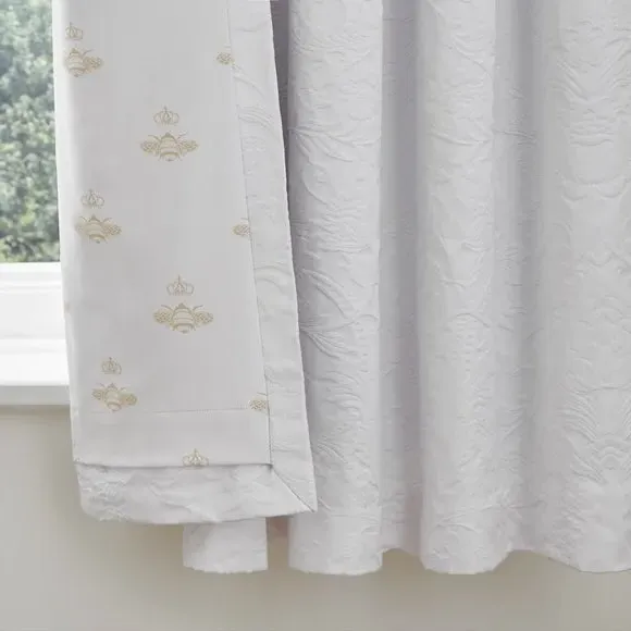 Blackout Pencil Pleat Curtains - White, Cotton