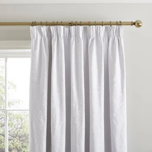 Blackout Pencil Pleat Curtains - White, Cotton