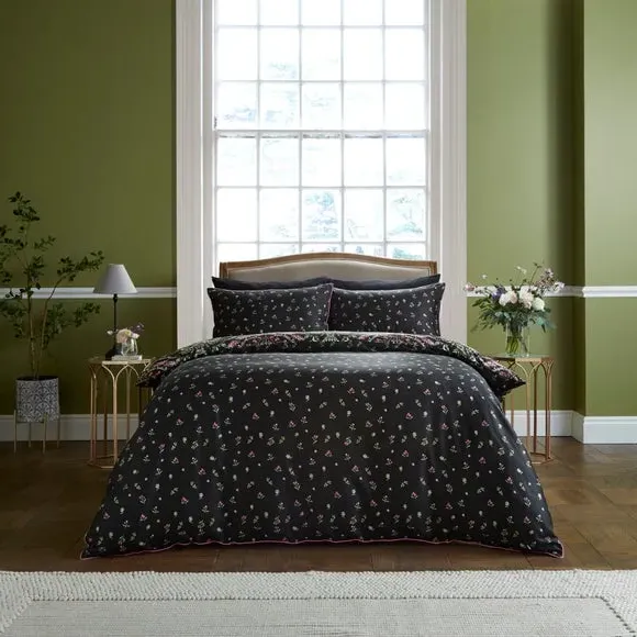 Botanical Duvet Cover Set - Black, Cotton