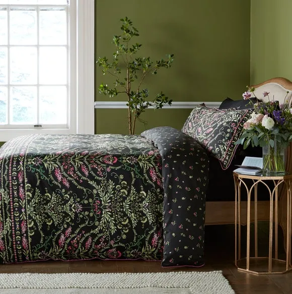 Botanical Duvet Cover Set - Black, Cotton