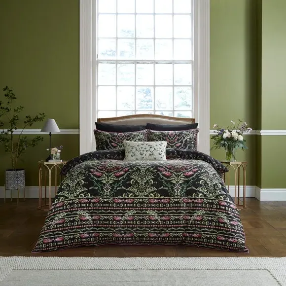 Botanical Duvet Cover Set - Black, Cotton
