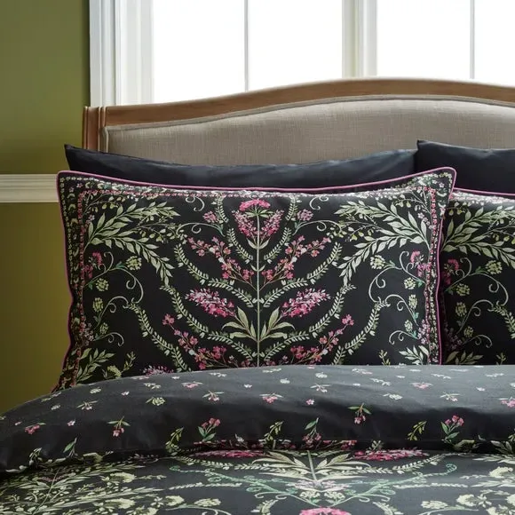 Botanical Duvet Cover Set - Black, Cotton