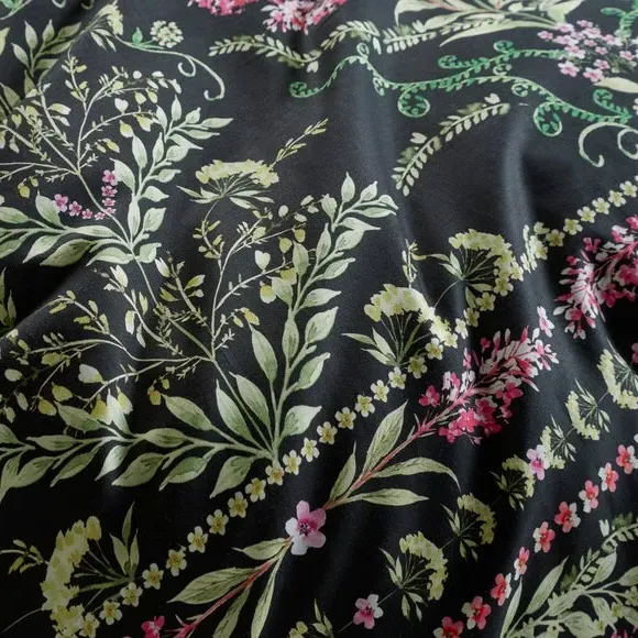 Botanical Duvet Cover Set - Black, Cotton