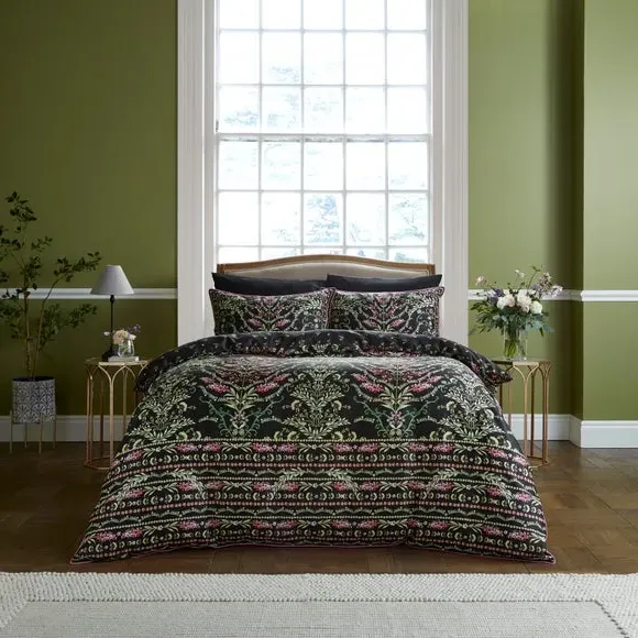 Botanical Duvet Cover Set - Black, Cotton