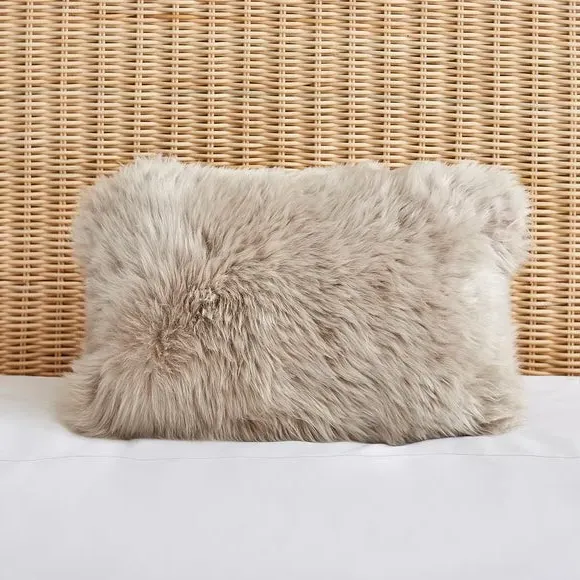 Boudoir Cushion with Zip Cover - Natural, Sheepskin image