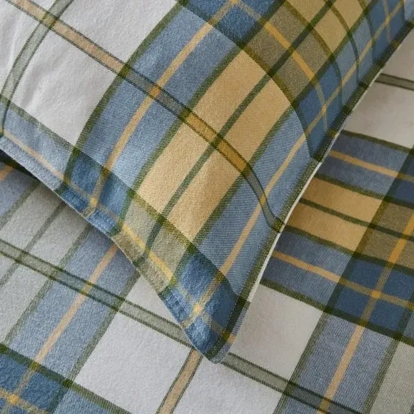 Check Duvet Cover Set - Cream, Brushed Cotton