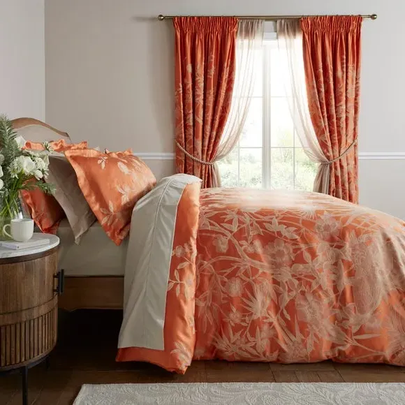 Chinoiserie Duvet Cover Set - Orange, Jacquard