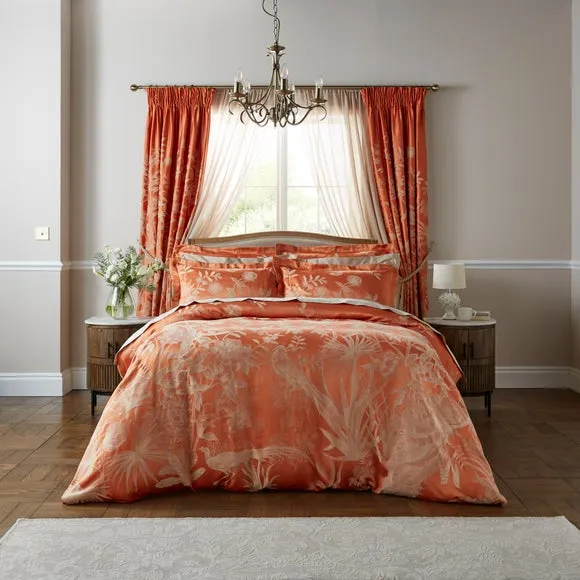 Chinoiserie Duvet Cover Set - Orange, Jacquard