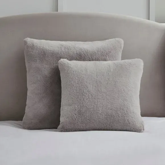 Continental Pillowcase - Grey, Faux Fur