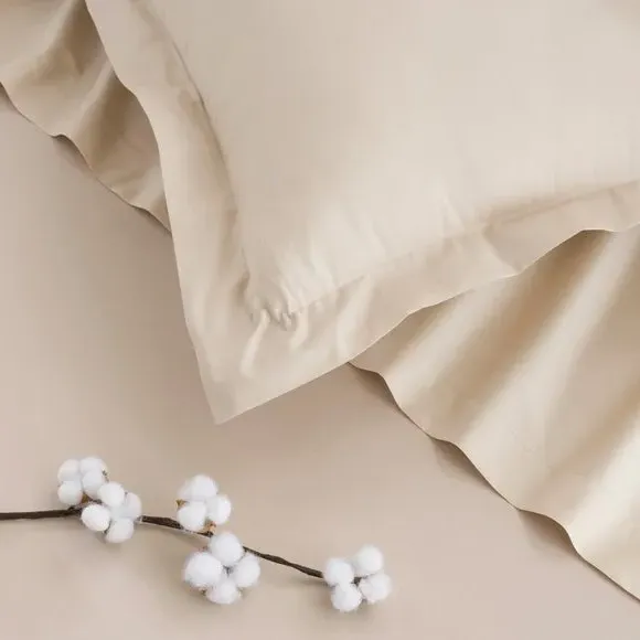 Continental Pillowcase Oxford Edge - Natural, Cotton