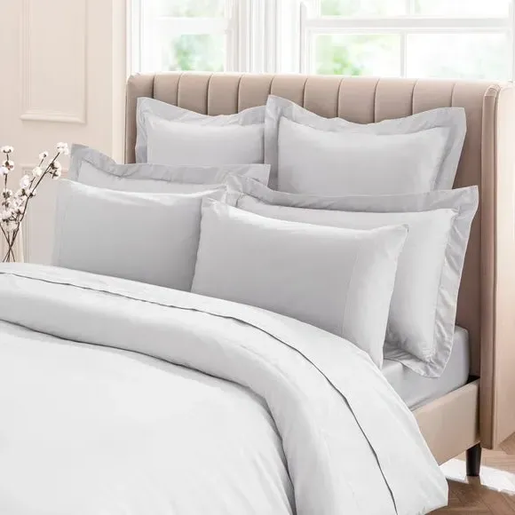 Continental Pillowcase Oxford Edge - Silver, Cotton