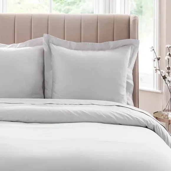 Continental Pillowcase Oxford Edge - Silver, Cotton