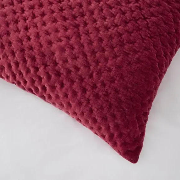 Continental Square Pillowcase - Red, Cotton Velvet