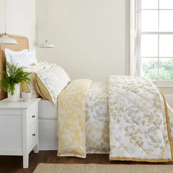 Cotton Bedspread Reversible - Yellow, 300 Count