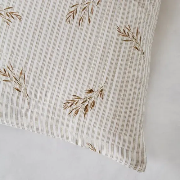 Cotton Sateen Pillowsham - Natural, Floral