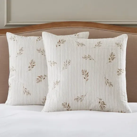 Cotton Sateen Pillowsham - Natural, Floral image