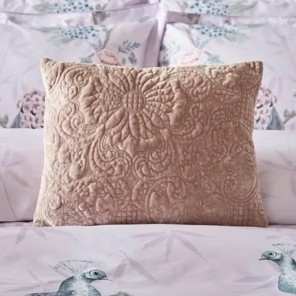 Cushion Cover with Embroidery - Rose, Velvet image